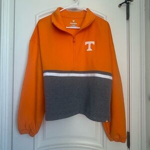 U of Tennessee Semi-Cropped Color Block Quarter Zip Sweatshirt